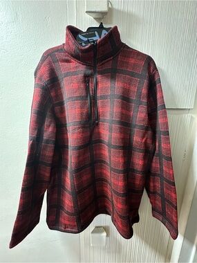 Men's Red Plaid Half-Zip Sweater - Mack Russo